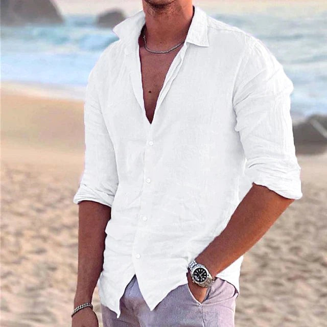 Versatile men's casual shirt, button-down style, great for smart casual & semi-formal looks.
