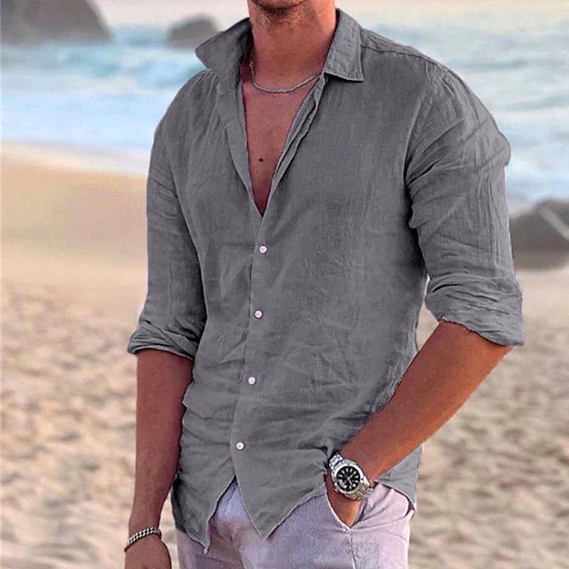 Classic men's button-down shirt, a comfortable and versatile top for modern men's fashion.
