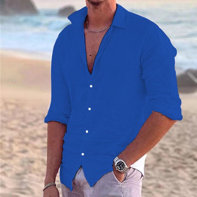 Everyday men's button-down casual shirt, a versatile top for relaxed spring and summer outfits.