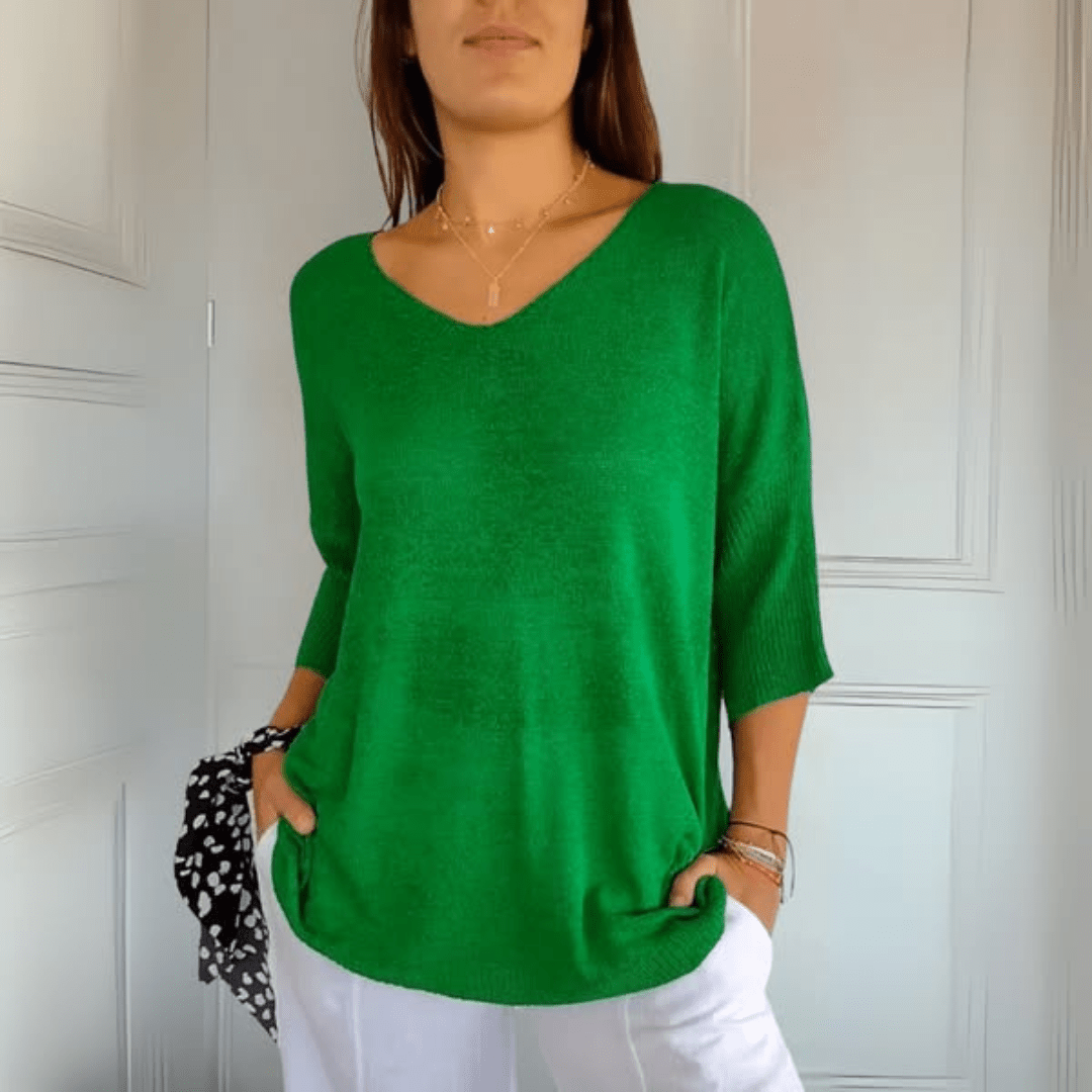 Everyday women's v-neck loose sweater, a cozy and comfortable knit jumper with relaxed fit.