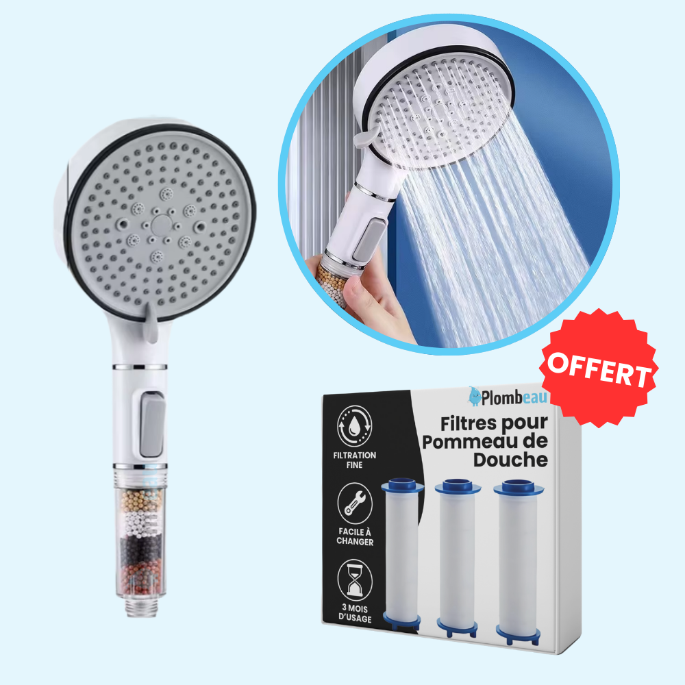 Advanced handheld anti-limescale shower head with powerful water filtration for a cleaner bathing experience.