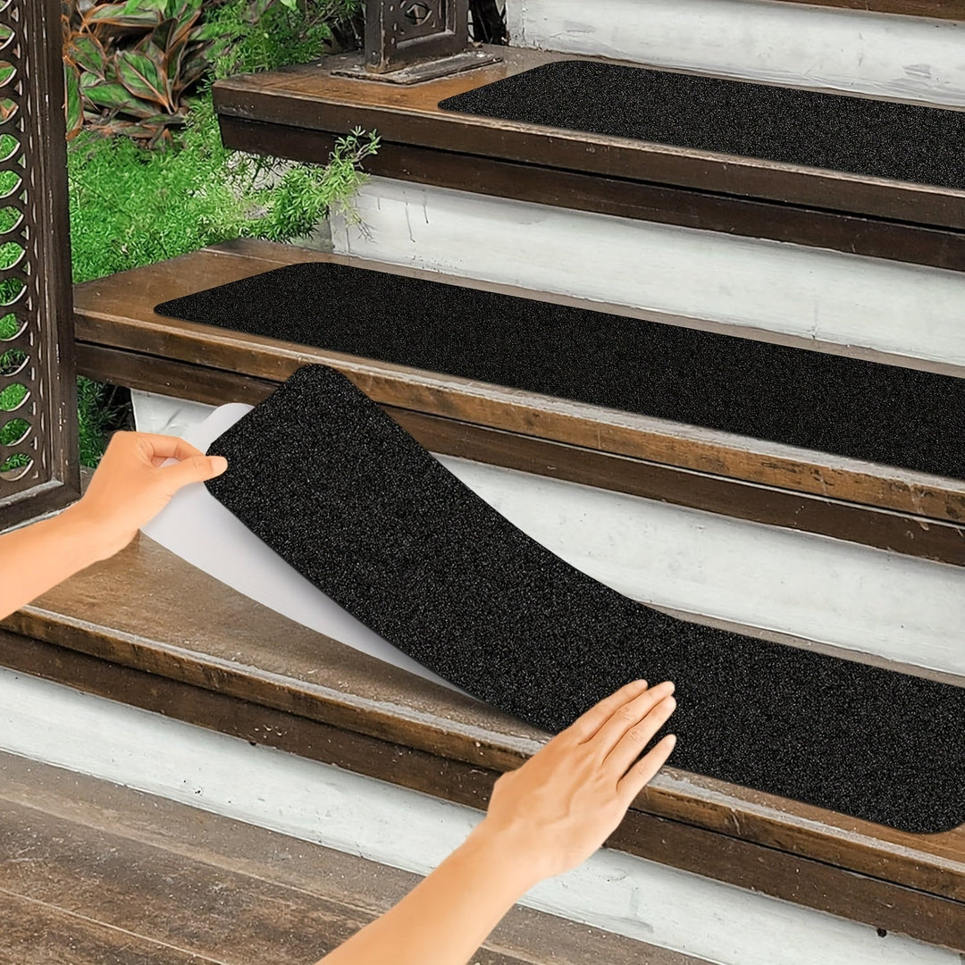 10-pack anti-slip stair treads for enhanced home and commercial safety. Durable non-slip grip strips.