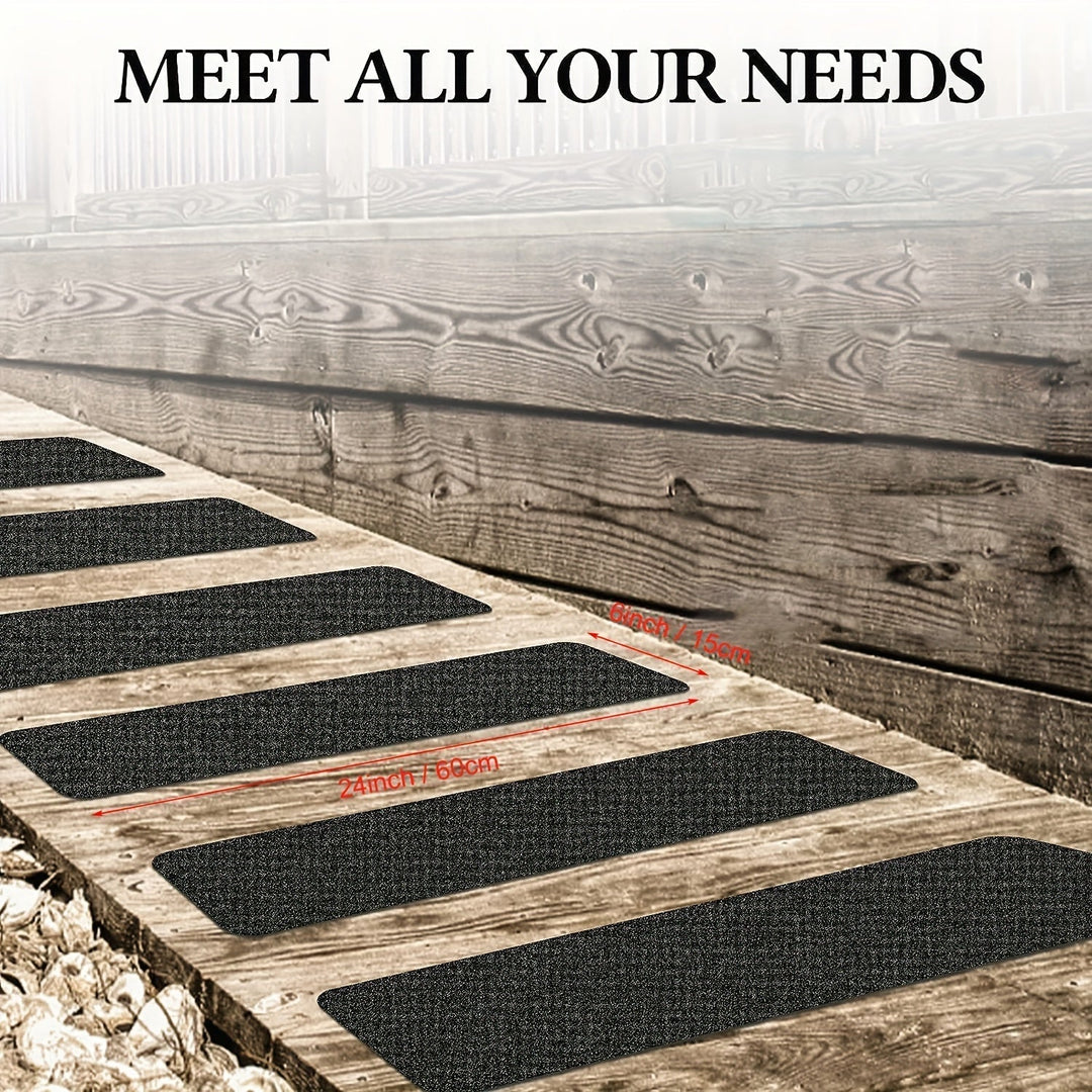 Weather-resistant anti-slip grip tape 10-pack for secure indoor and outdoor stair protection.