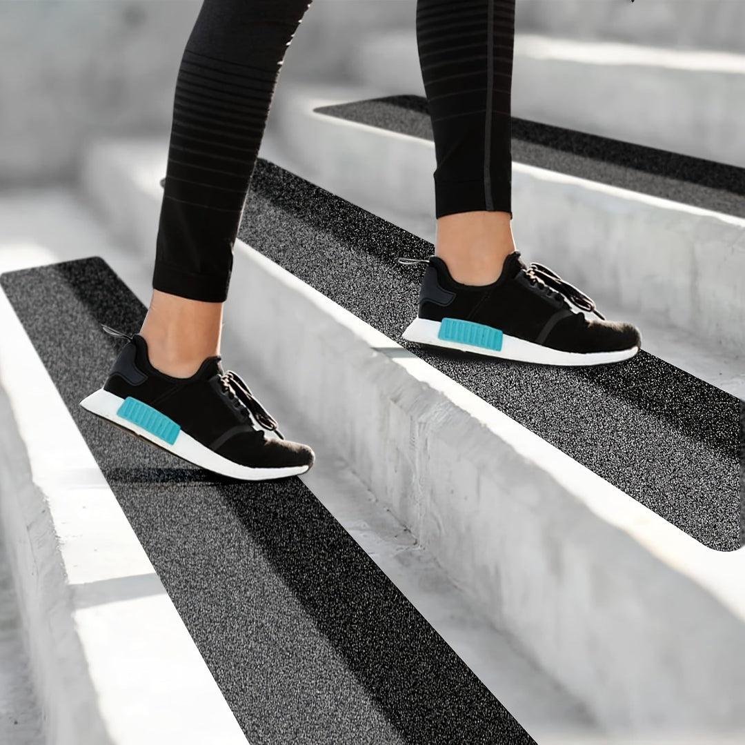 Heavy-duty anti-slip rubber treads 10-pack. Ideal for indoor and outdoor stair safety & protection.