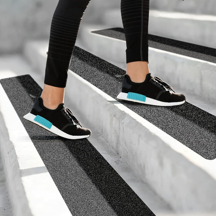 Heavy-duty anti-slip rubber treads 10-pack. Ideal for indoor and outdoor stair safety & protection.