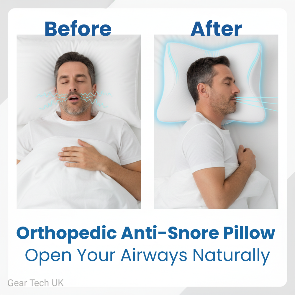 Comfort anti-snore pillow with neck support, ideal for side and back sleepers.