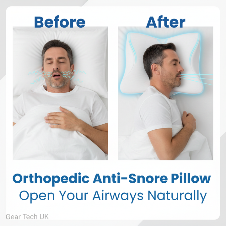 Comfort anti-snore pillow with neck support, ideal for side and back sleepers.