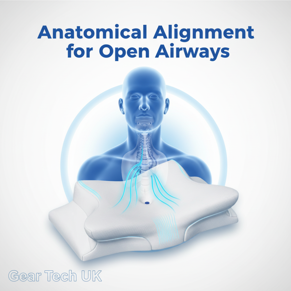 Memory foam anti-snore pillow providing ergonomic neck support for peaceful, enhanced sleep.
