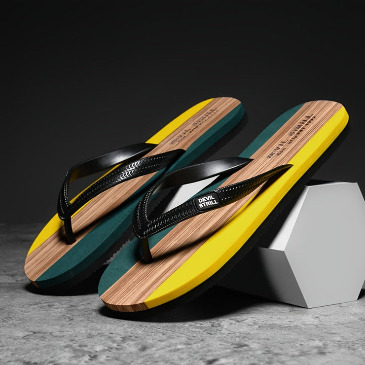 Close-up of non-slip sole on men's comfort slippers, providing secure grip for indoor outdoor.