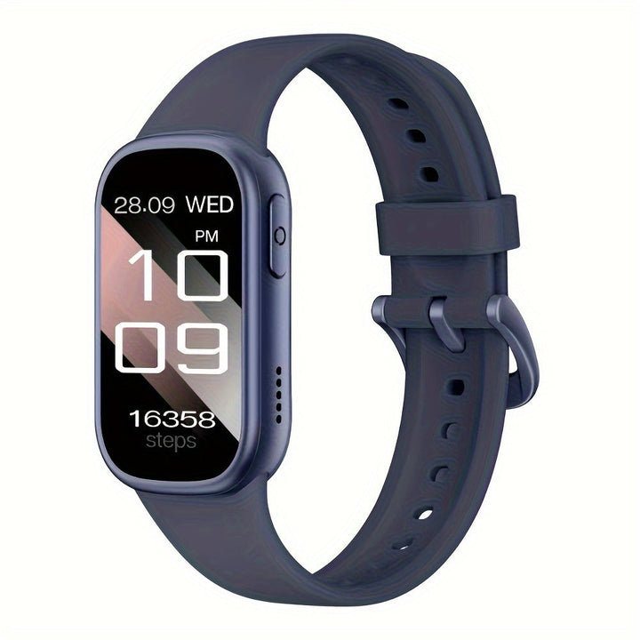 Sleek unisex fitness smartwatch with silicone strap, Android & iOS compatible.