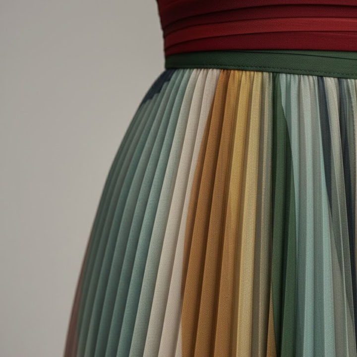 Elegant women's pleated strapless maxi dress, designed for a flattering fit and flowing movement.