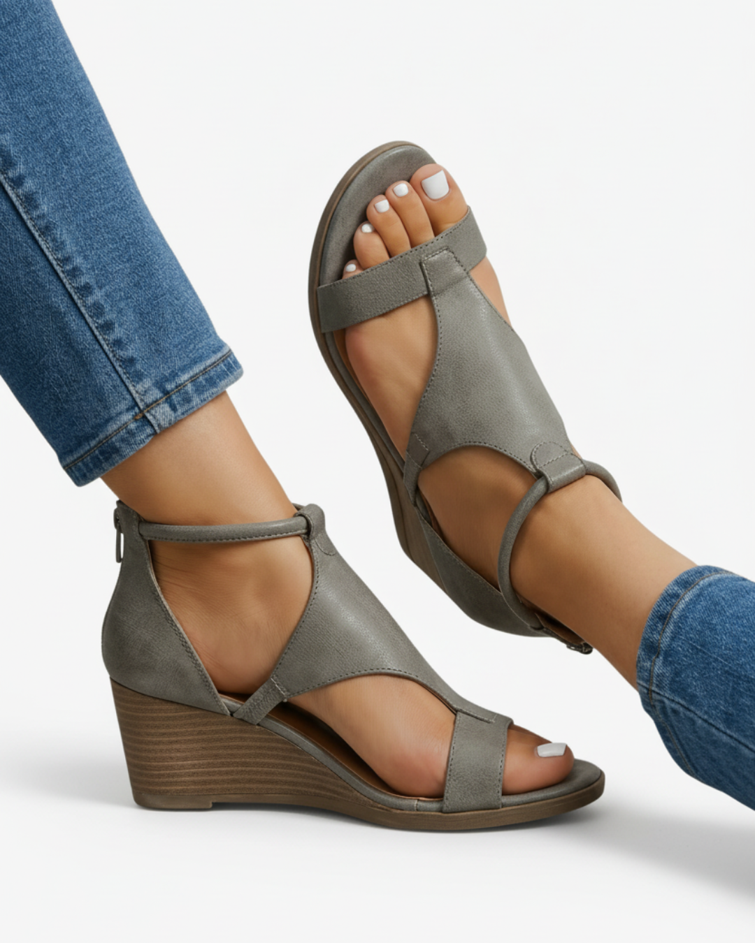 Casual women's strappy wedge sandals. Comfortable summer footwear, perfect for daily wear.