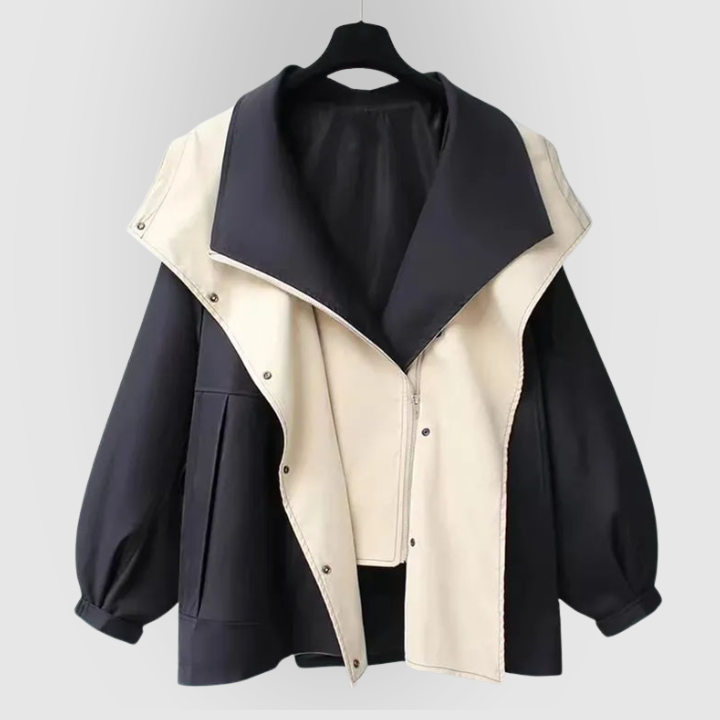 Artemis | Women's Oversized Hooded Windbreaker Jacket - Beige - Image 8