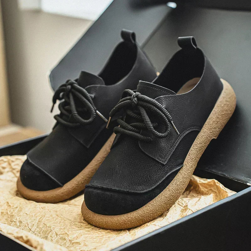 Classic men's orthopedic lace-up walking shoes, offering comfort, support, & durability for foot health.