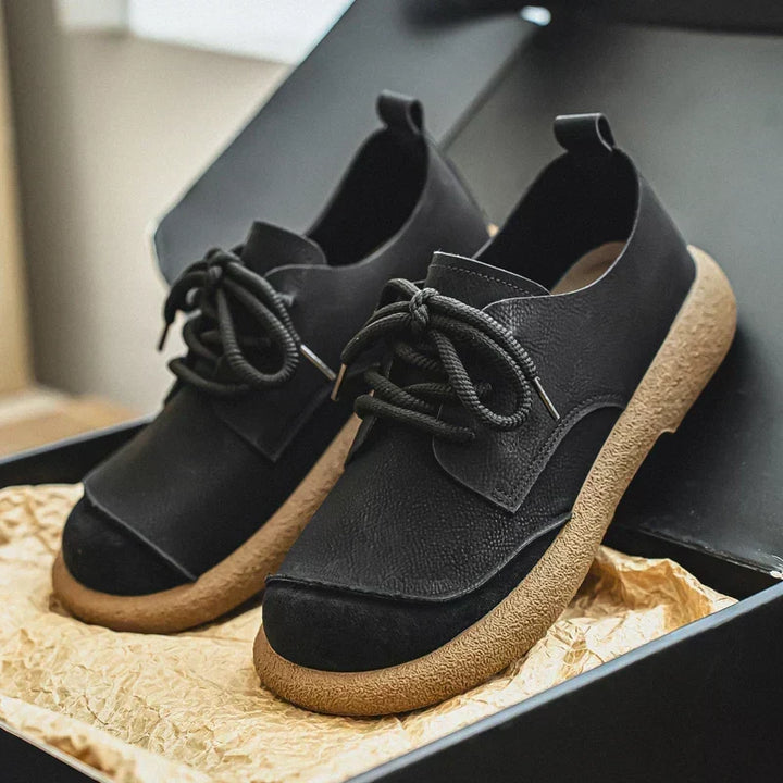 Classic men's orthopedic lace-up walking shoes, offering comfort, support, & durability for foot health.