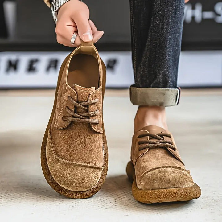 Comfortable men's lace-up orthopedic walking shoes, designed for foot health, support & everyday wear.