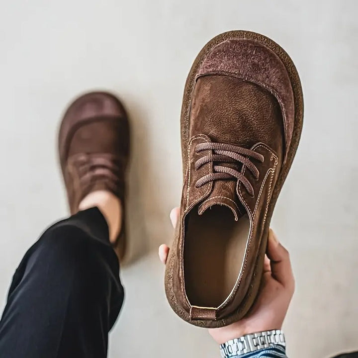 Stylish men's classic lace-up orthopedic walking shoes, offering comfort, support & durability for daily use.