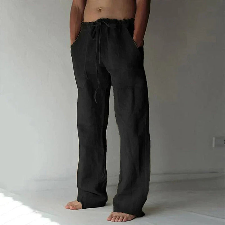 Comfortable men's wide leg pants, relaxed fit for everyday casual wear, easy care & stylish versatility.