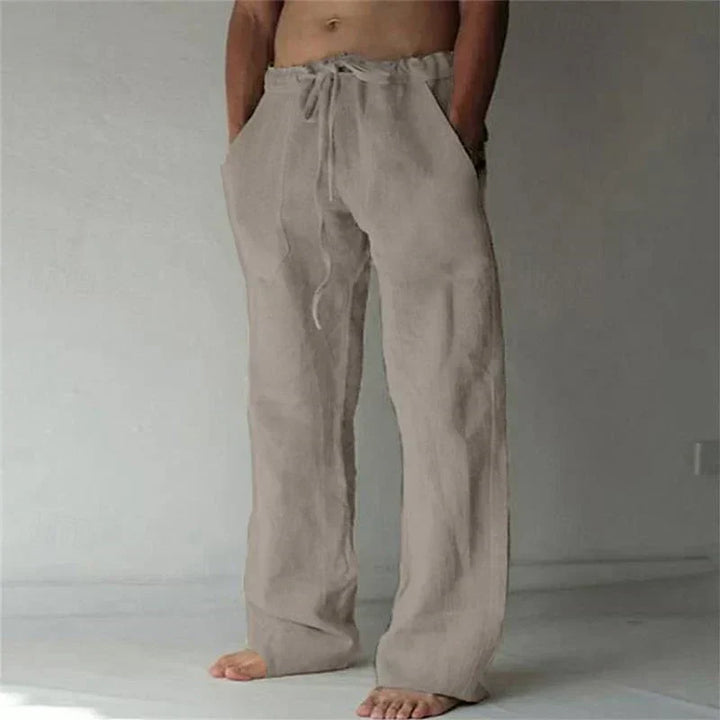 Modern men's relaxed fit wide leg trousers, designed for superior comfort and stylish casual everyday wear.