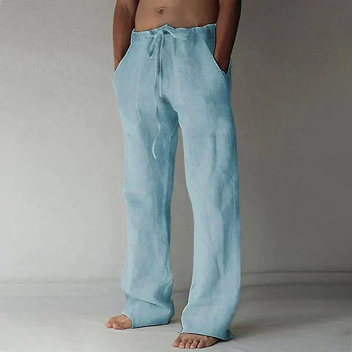 Trendy men's wide leg comfort trousers, a relaxed fit choice for versatile casual and summer fashion.