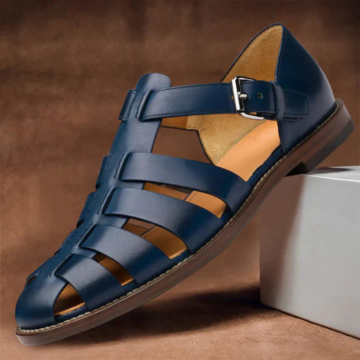 Smart casual men's polished gladiator sandals with closed toe design, great for summer events & everyday style.