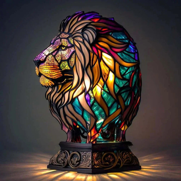 Add artistic decor with this unique stained glass animal lamp.