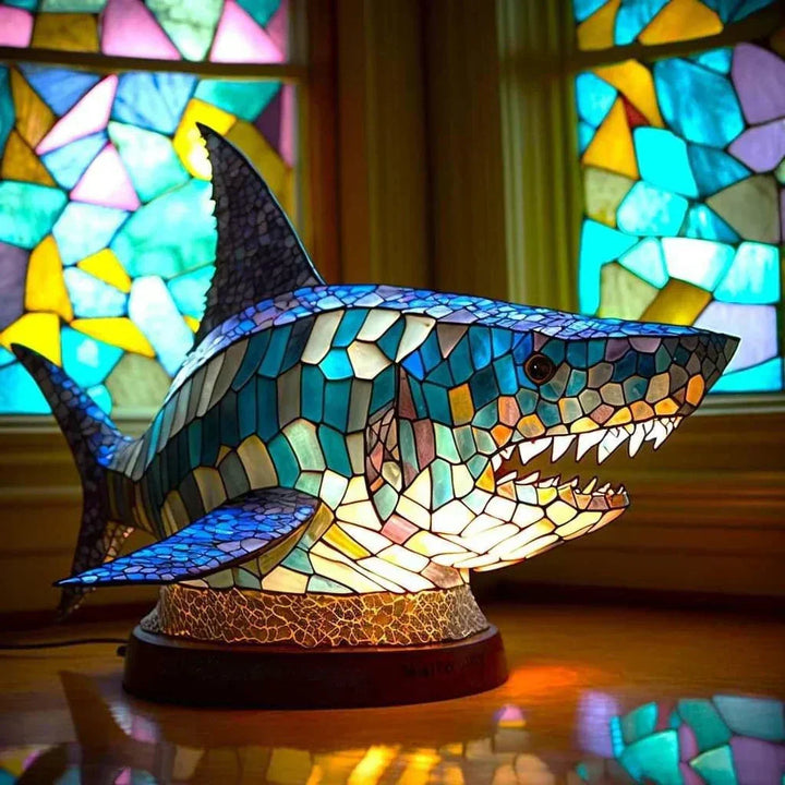 Elegant stained glass animal lamp, a beautiful decorative piece for living rooms.