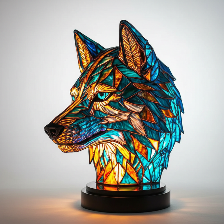 Unique animal-themed table lamp, crafted with stunning stained glass for artistic lighting.