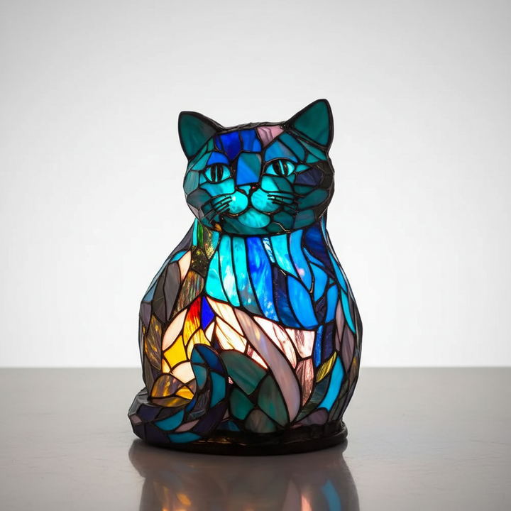 Unique gift: stained glass animal table lamp, a beautiful and artistic home decor item.