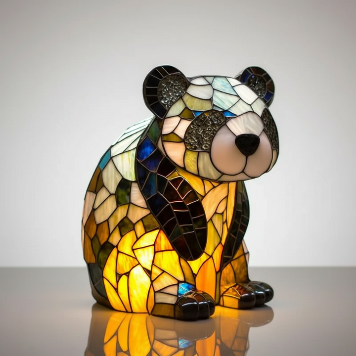 Decorative animal table lamp featuring vibrant stained glass for artistic lighting.