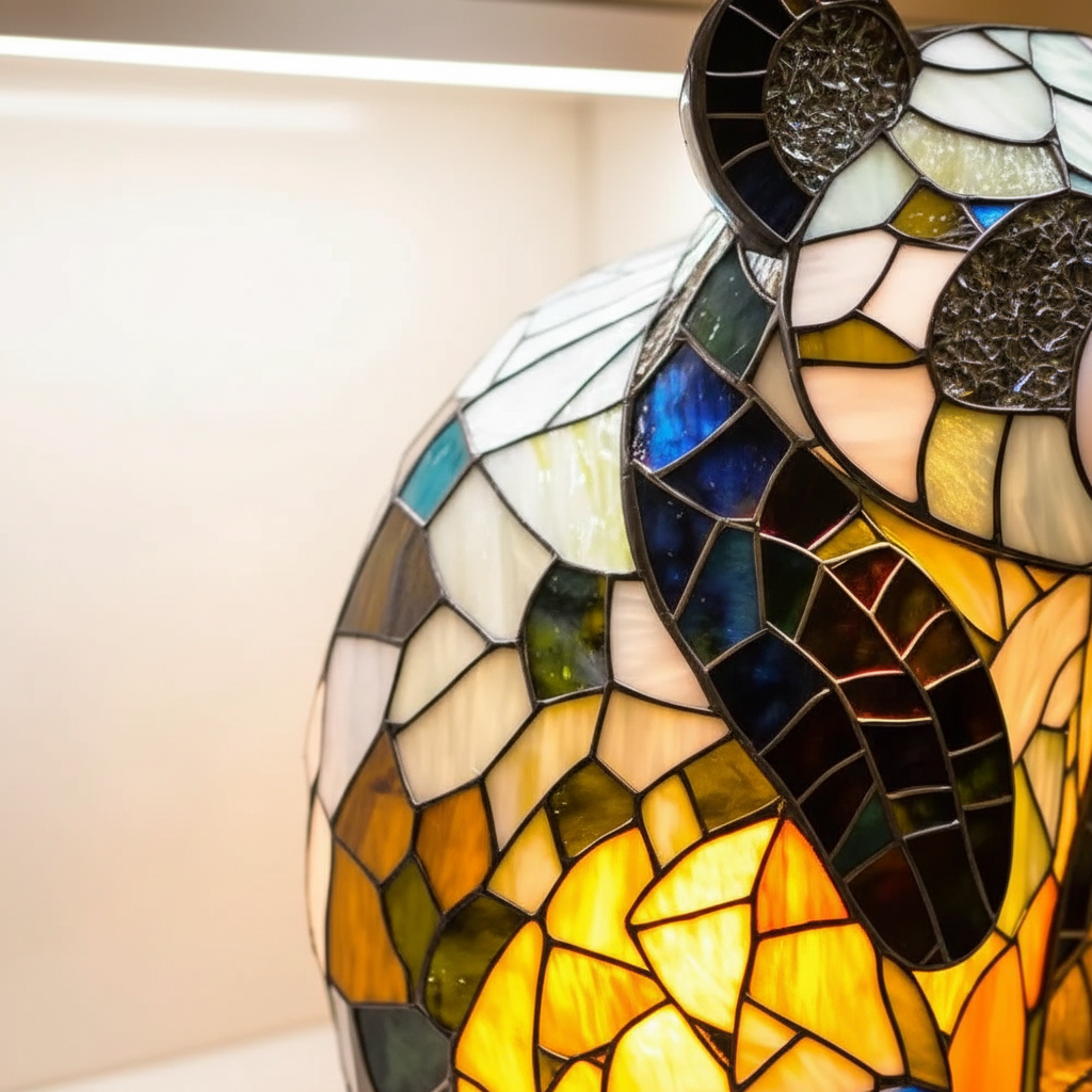 Elegant animal table lamp, a unique stained glass accent light for any room.