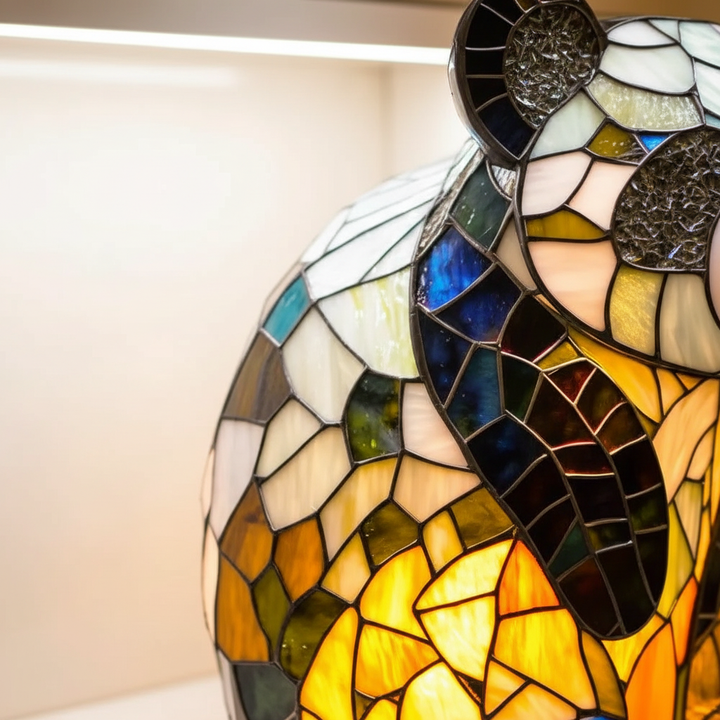 Elegant animal table lamp, a unique stained glass accent light for any room.