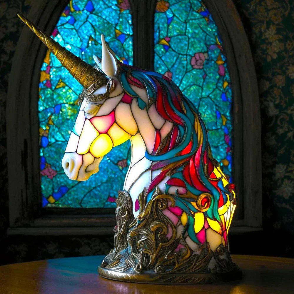 Artistic stained glass animal lamp, perfect for adding a touch of whimsy to home decor.