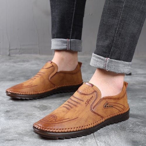 Men's elegant slip-on loafers with orthopedic comfort for walking, work, and everyday wear. Supportive men's footwear.