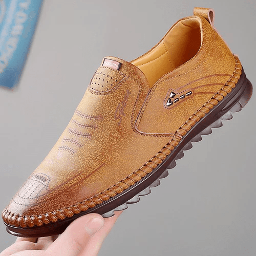 Men's comfort slip-on loafers. Elegant orthopedic footwear for supportive walking, work, and casual fashion.