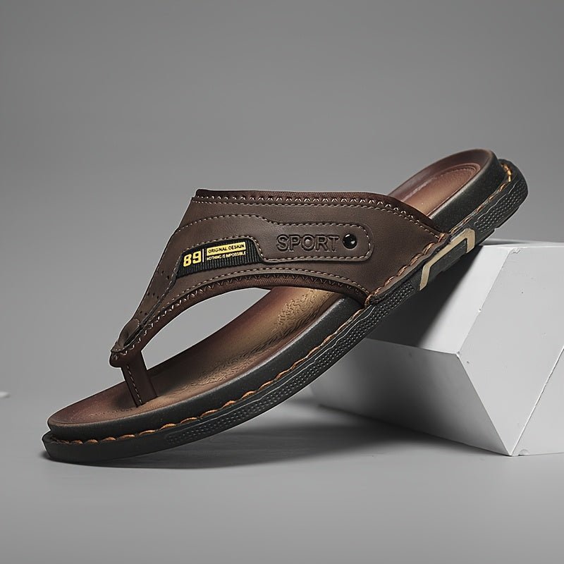 Casual men's thong slides with polished finish, non-slip sole ensures all-day comfort for summer.