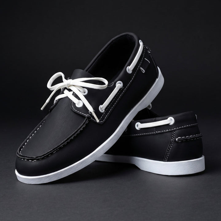 Comfortable men's lightweight two-tone boat shoes. Versatile casual footwear for summer & everyday wear.