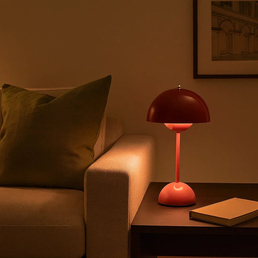 Sleek LED table lamp with touch dimmer, perfect for modern bedroom or living room decor.