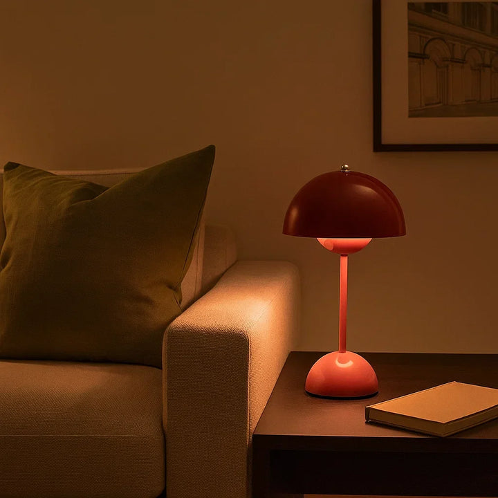 Sleek LED table lamp with touch dimmer, perfect for modern bedroom or living room decor.