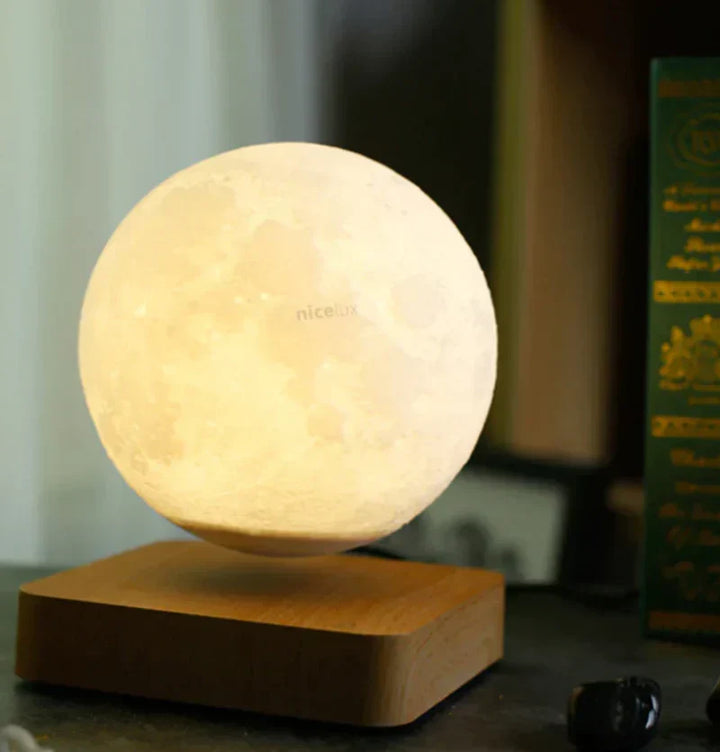 Magical LunaFloat floating moon lamp, an innovative levitation light and unique gift idea for any home decor enthusiast.