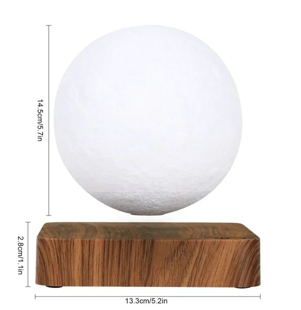 Atmospheric LunaFloat floating moon lamp, providing soft ambient LED lighting. A unique home decor piece and calming night light.