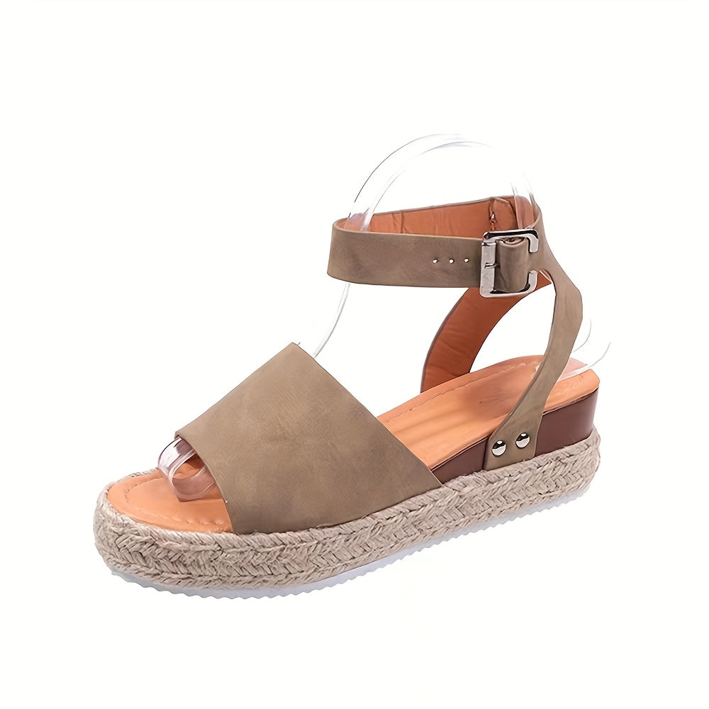 Women's espadrille wedge sandals, combining style and comfort with an ankle strap and open toe.