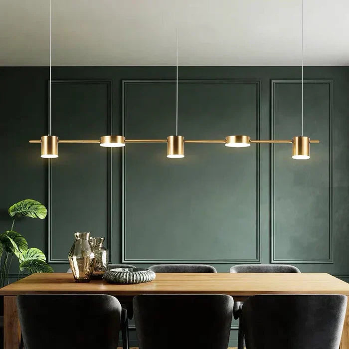 AuraDrum gold modern drum pendant light with 3 bulbs, sleek design