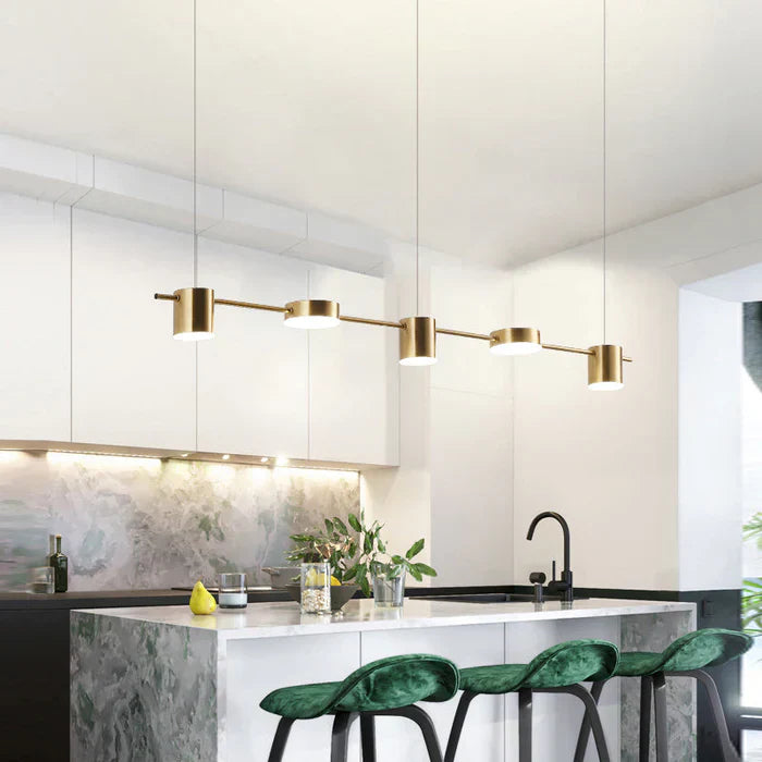 AuraDrum pendant light, 5-bulb configuration in matte black finish