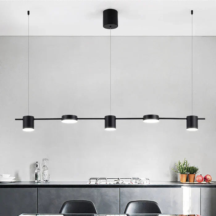 AuraDrum black modern drum pendant light with 5 bulbs, elegant fixture