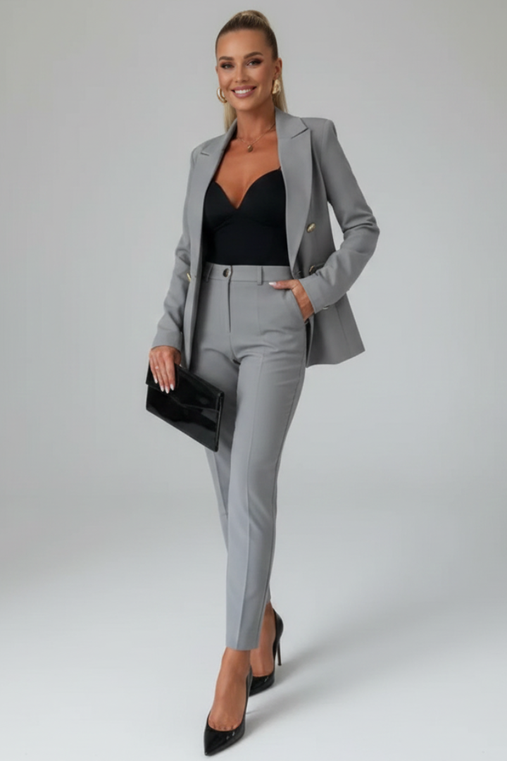 Aurelia | Women's Double Breasted Blazer Set - Light Blue - Image 14