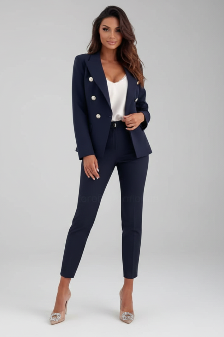 Aurelia | Women's Double Breasted Blazer Set - Light Blue - Image 7