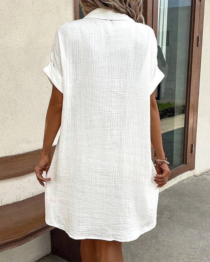 Chic women's flowy summer midi dress, relaxed fit. Great for casual fashion, beach holidays, or day wear.