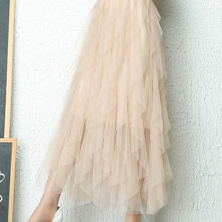 Romantic A-line tiered midi skirt for women, an elegant fashion statement.