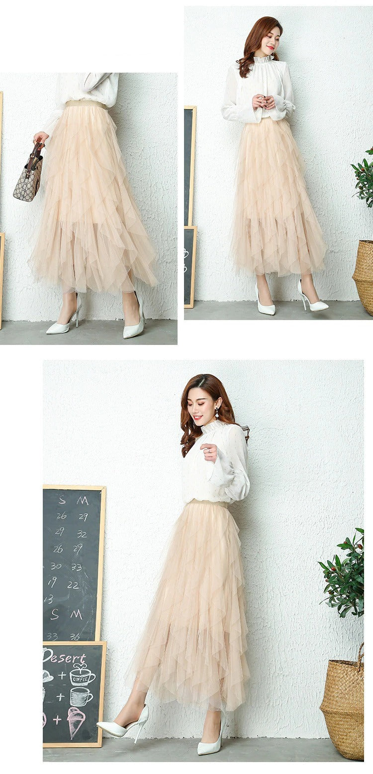 Elegant women's tiered midi skirt, perfect for a romantic evening or a casual day out.